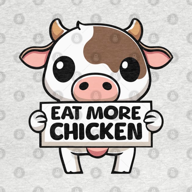 Eat More Chicken! Cute Cow Cartoon by Cute And Punny